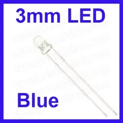 3mm Blue LED - Clear Lens