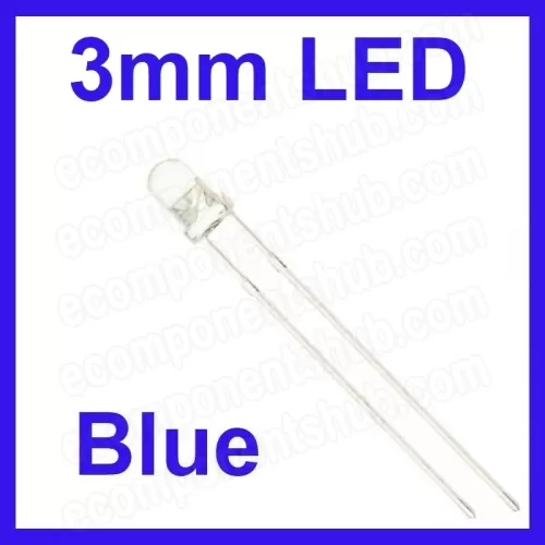 3mm Blue LED - Clear Lens