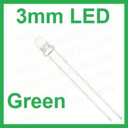 3mm Green LED - Clear Lens