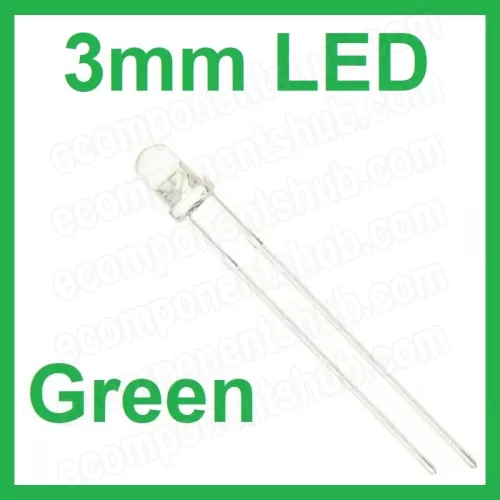 3mm Green LED - Clear Lens