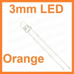 3mm Orange LED - Clear Lens