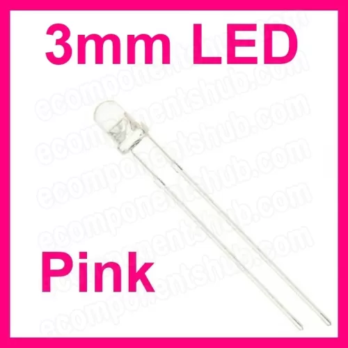 3mm Pink LED - Clear Lens