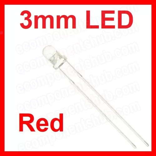 3mm Red LED - Clear Lens