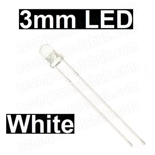 3mm White LED - Clear Lens