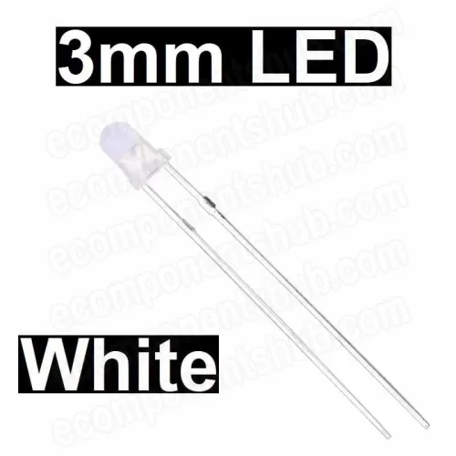 3mm White LED - Diffused Lens