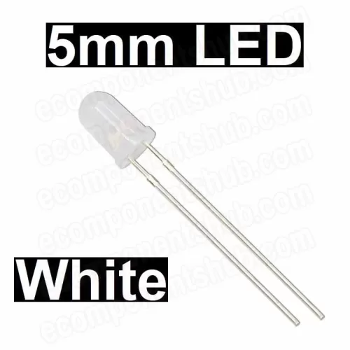 5mm White LED - Diffused Lens
